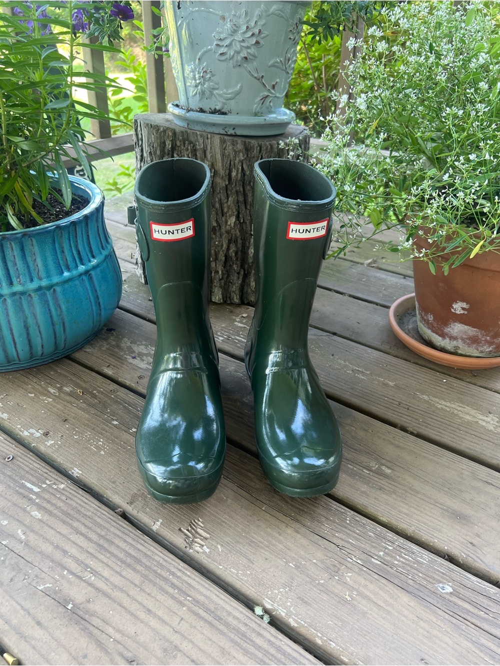 Hunter Glossy Short Rain Boots in Forest Green - Picture 2 of 6